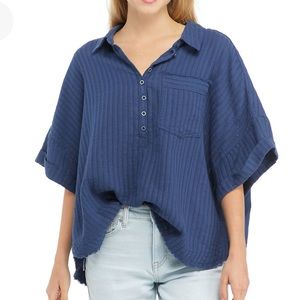 Free People We The Free Blue Button-Up Blouse
